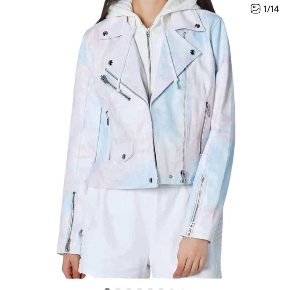 Blank NYC Pastel Tie-Dye Leather Moto Jacket
